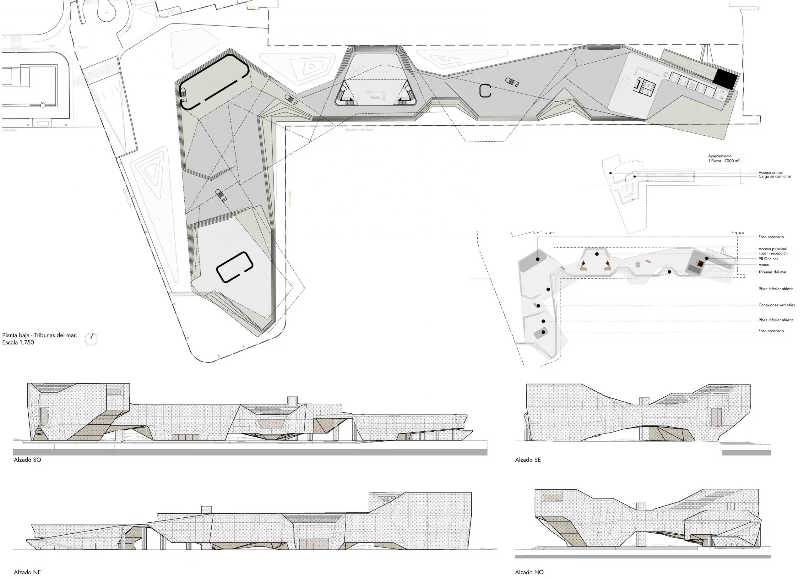 Iwastudio - Centro de Congresos de Alicante - PLANTA 0 Y ALZADOS scaled